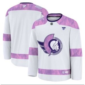 Ottawa Senators Hockey Fights Cancer Fanatics Jersey Men's Large White Purple